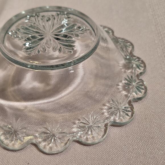 Antique Duncan Miller Clear Glass Small Bowl Set Diamond Ridge Pattern Starburst - Picture 5 of 8